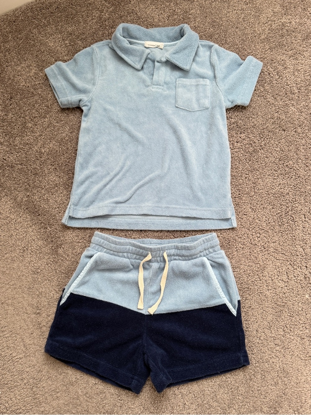 Minnow Boys Light Blue Terry Cloth Set Size 5/6